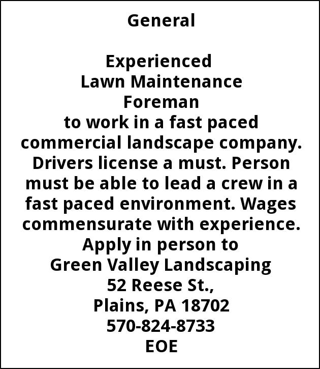 Lawn Maintenance Foreman Green Valley Landscaping Jobs For Green Valley Landscaping In Wilkes Barre Pa