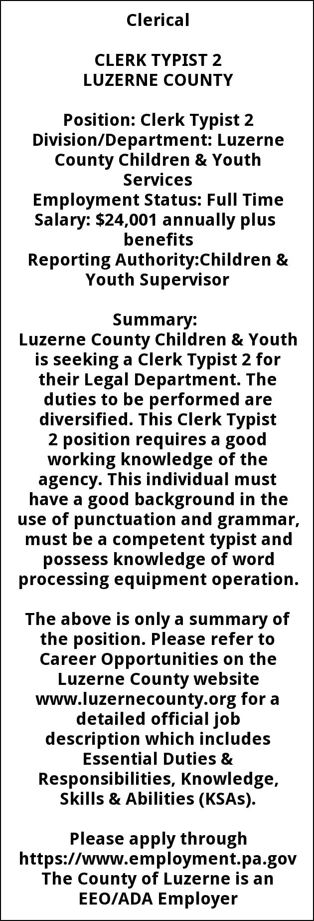 clerk typist jobs