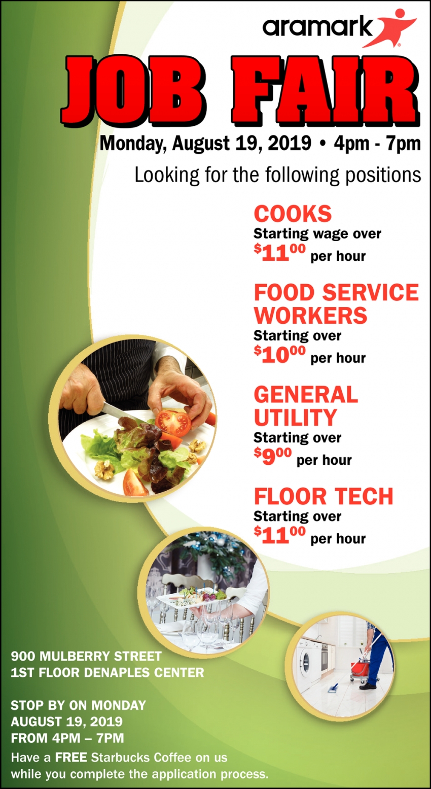 Cooks Food Service Workers General Utility Floor Tech Aramark