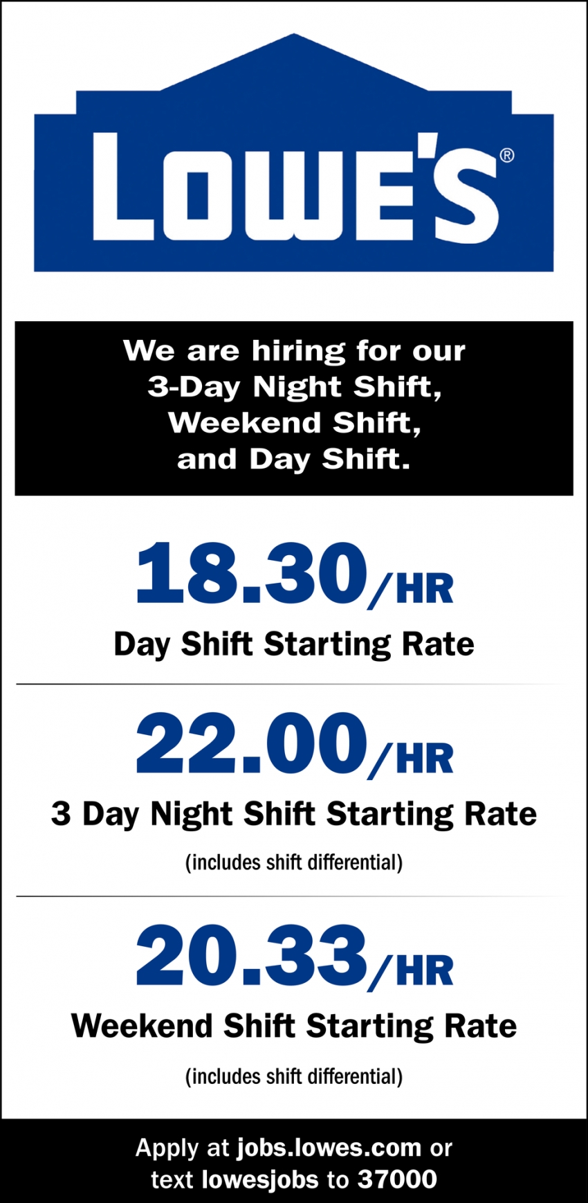 We Are Hiring For Our 3 Day Night Shift Lowe s Pittston PA